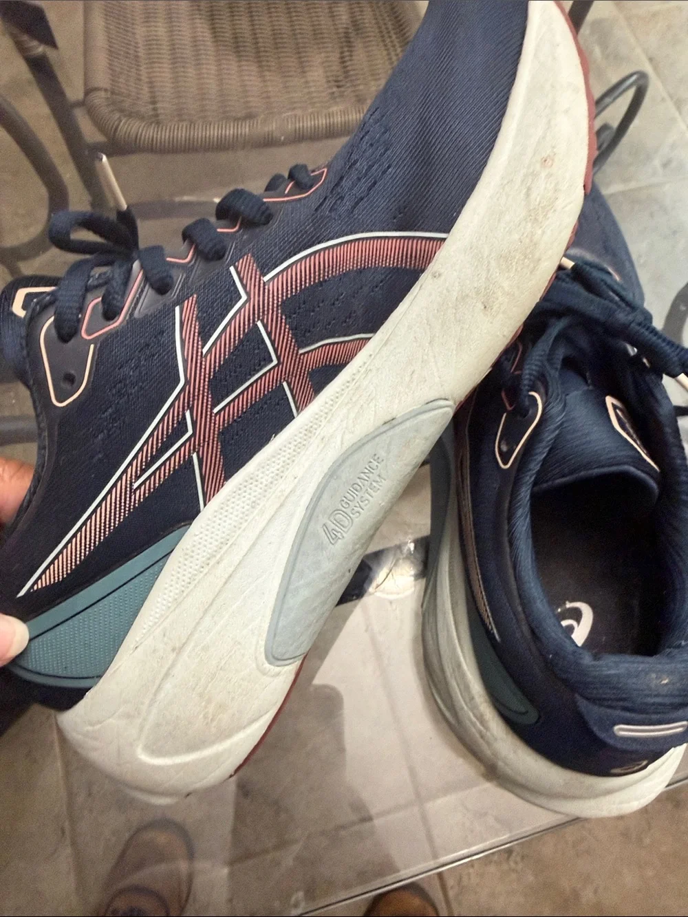 Asics Women’s Gel Kayano 30 Navy Athletic Running Shoes with Pink Accents